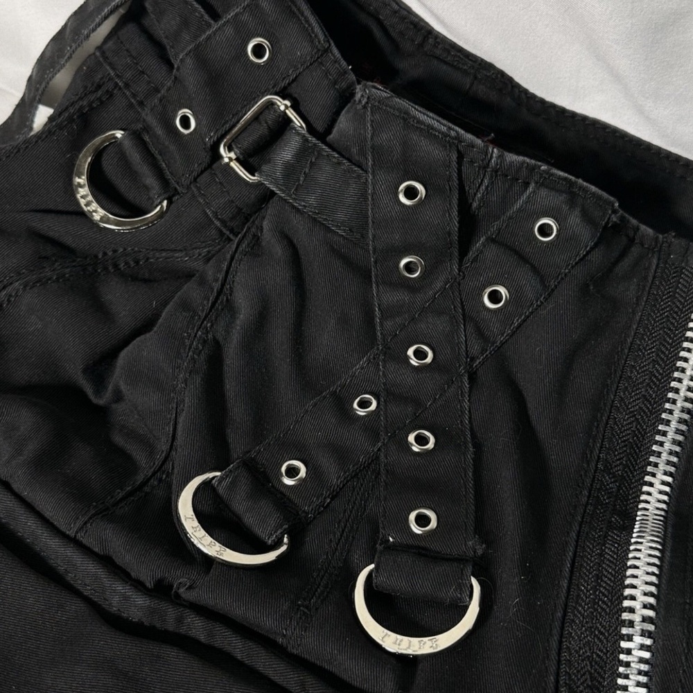 Tripp NYC Men’s Daang Goodman Black Denim Goth Bondage Metal Punk Kilt Large - Picture 2 of 6